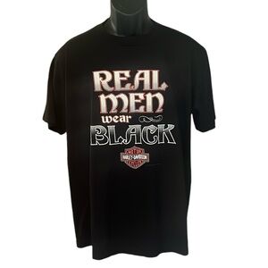 Harley Davidson VINTAGE Jerzees XXL Black Shirt Real Men Wear Black